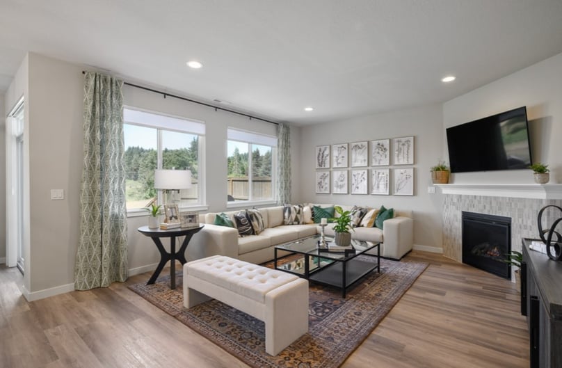 Living room of new home plan 1609