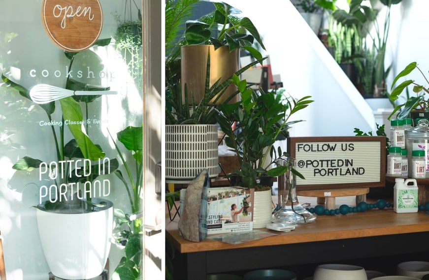 SIgn and plants at Potted in Portland store2